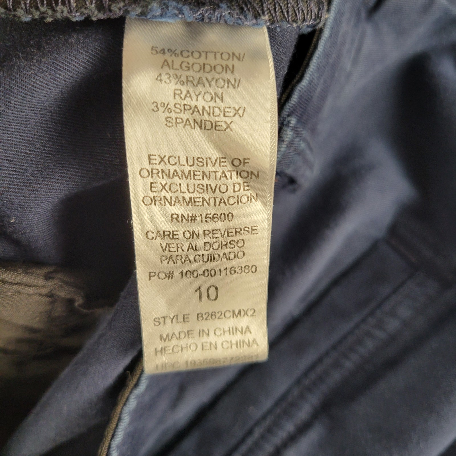 Democracy Pants Womens 10 Blue Navy Straight Leg Chino Ab Solution Shaping