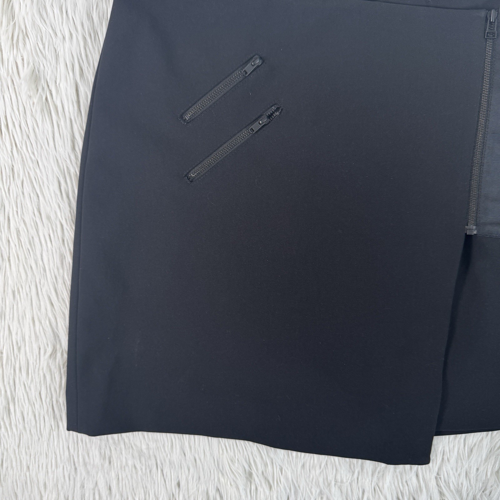 Madewell Ignition Black Zipper Accent Asymmetric Mini Wrap Skirt Women’s Size 4