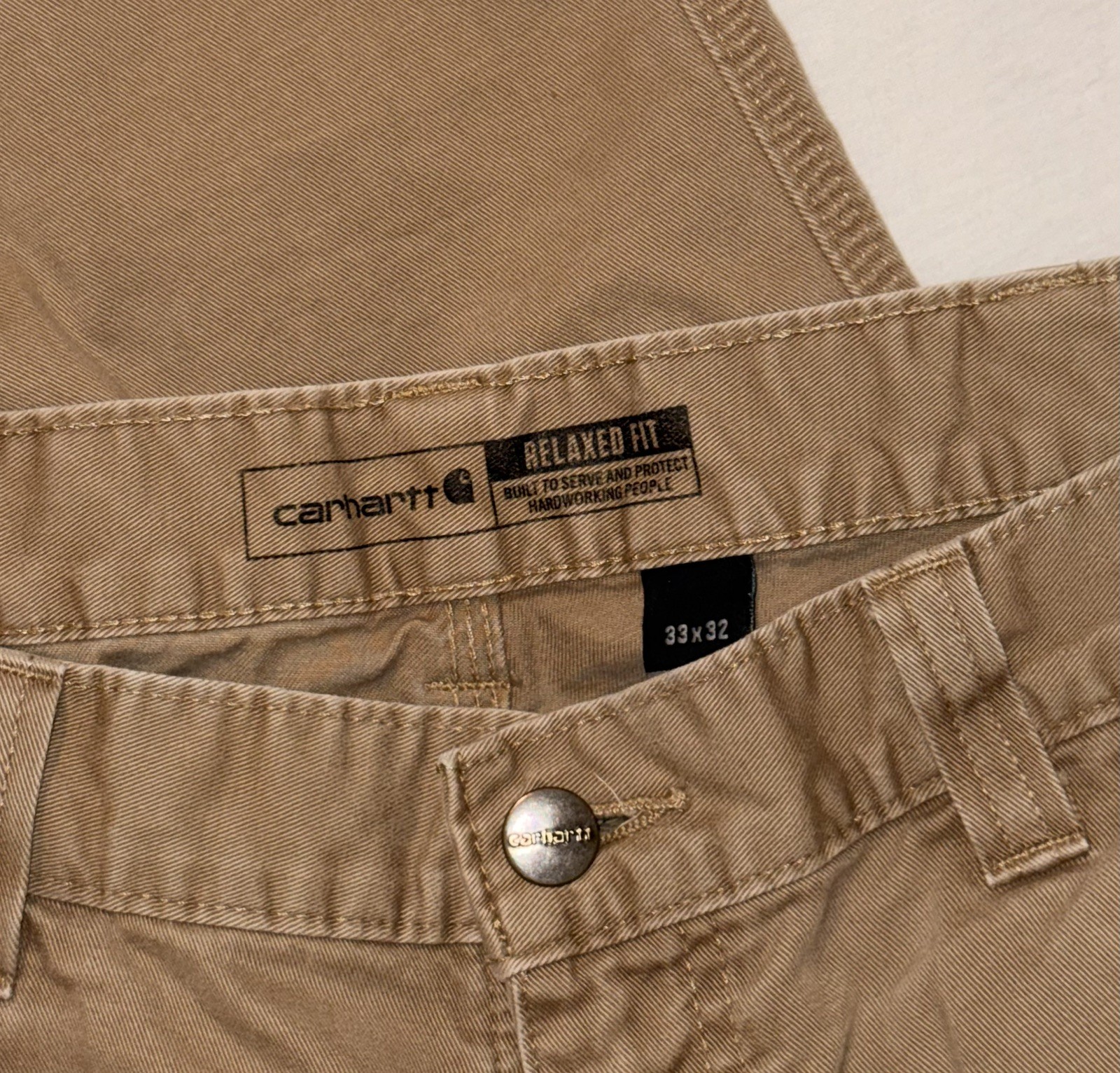 Carhartt Relaxed Fit Carpenter Pants Men’s 33×32 Khaki Canvas Work Pants