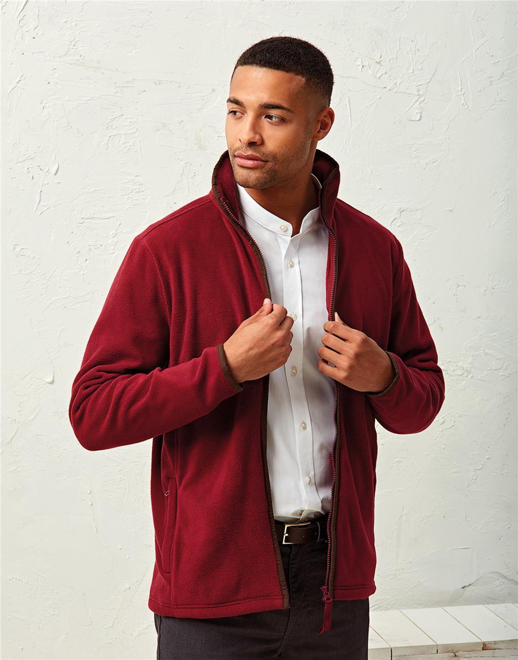 Premier Mens Zip Up Fleece Jacket Plain High Neck Zipped Jumper Warm Outerwear