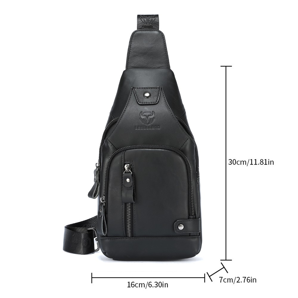 Men Sling Backpack Chest bag Crossbody Bag 100% Genuine Leather Shoulder Bag NEW