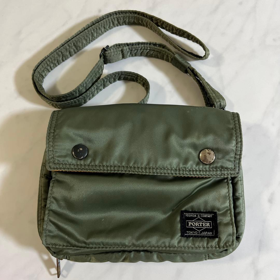 Porter Yoshida Tanker Shoulder Bag Sage Green Nylon Small Approx 7.9×5.1in Japan