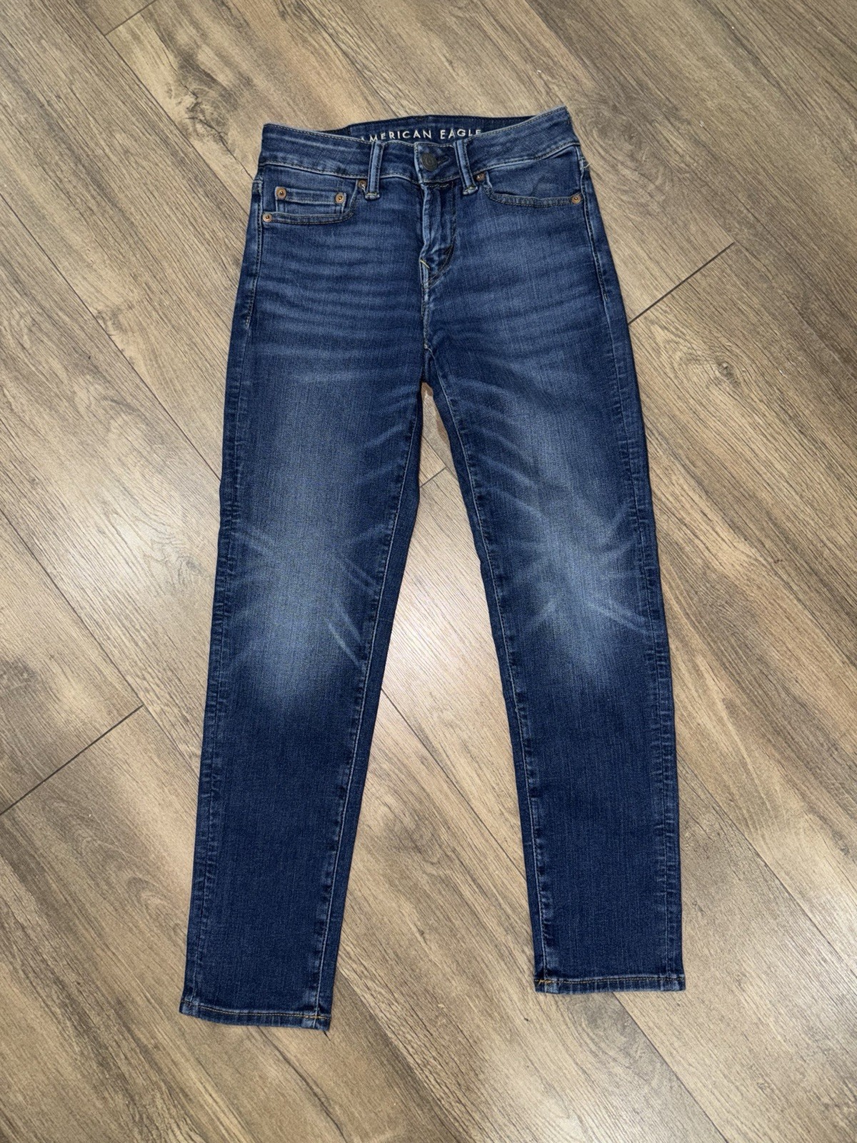 American Eagle Men’s Skinny Blue Denim Jeans Mid Rise Stretch 5-Pocket