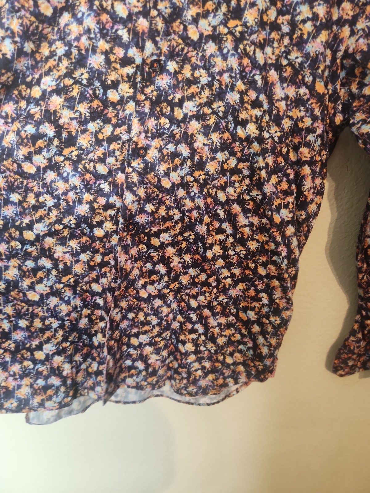 Mens Visconti Black Multi Color Dressy Casual Long Sleeve Shirt MEDIUM Floral