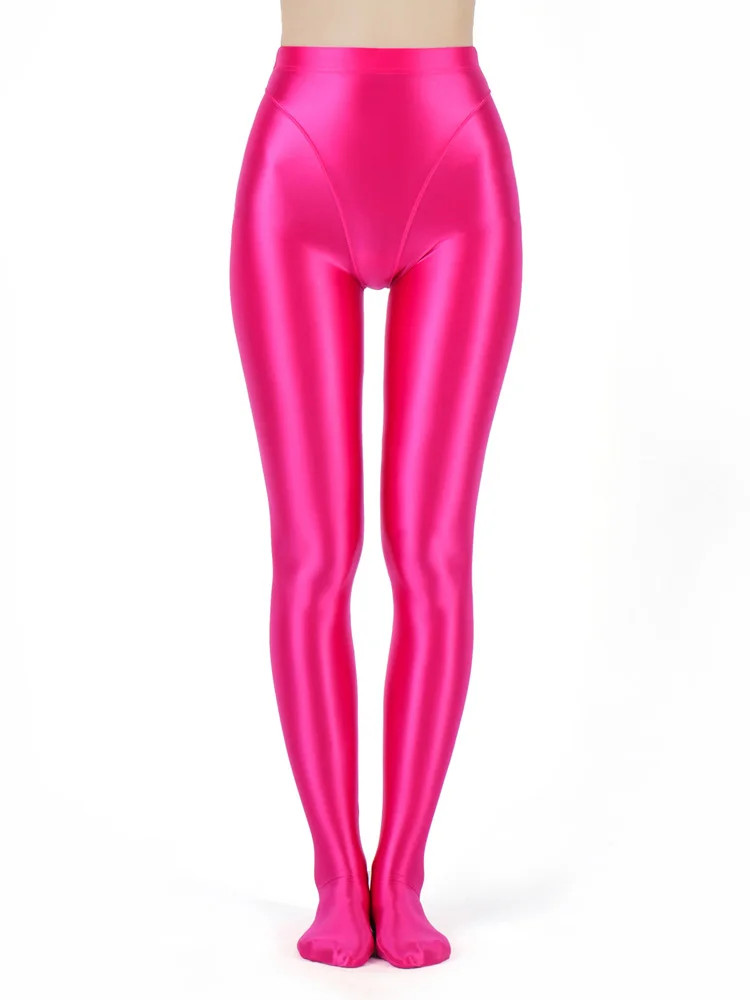 Opaque Elastic High Waist Tight Shiny Oil Glossy Pantyhose Yoga Dance Stockings