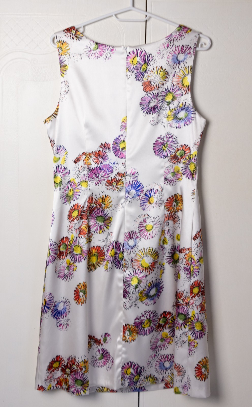 Joseph Ribkoff White Floral A-Line Dress UK 12 US 10 Sleeveless Knee Length