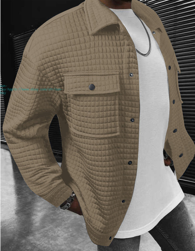 Men’s Button Down Jacket Causal Long Sleeve LightWeight Coats with Flap Pockets