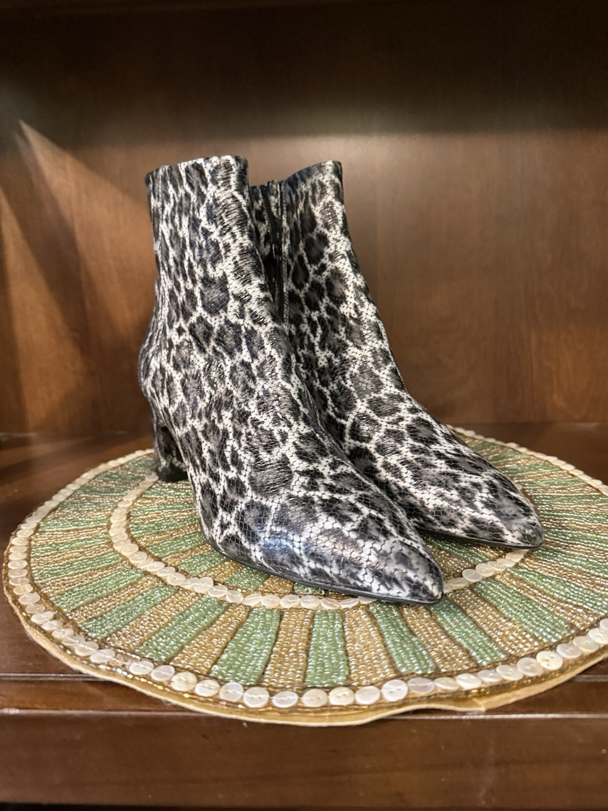 New AGL Women’s Ankle Boots – Snake Print Leather – Made in Italy – Designer Lux