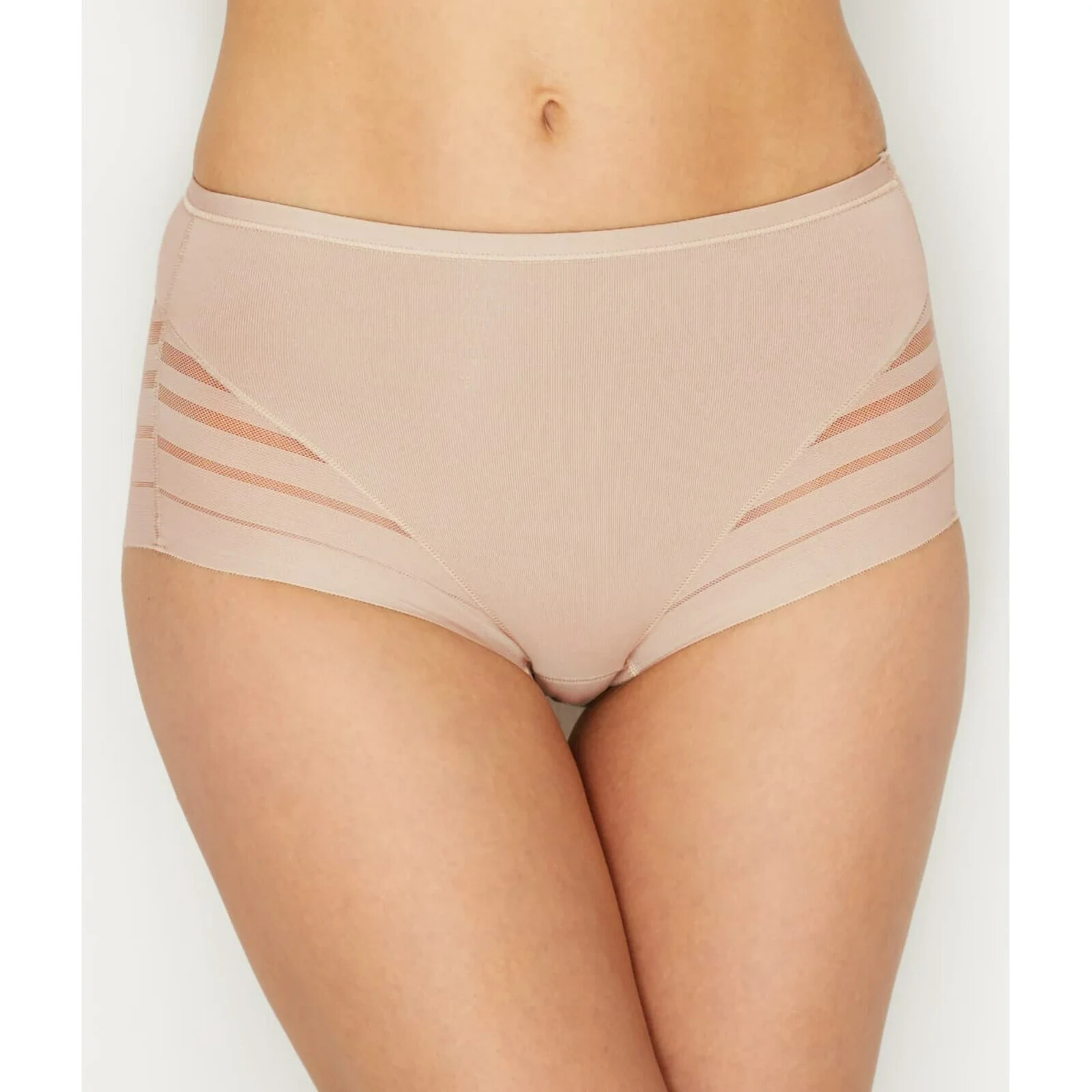 LEONISA LACE STRIPE UNDECTABLE CLASSIC SHAPER NUDE PANTIES SIZE xXL NEW