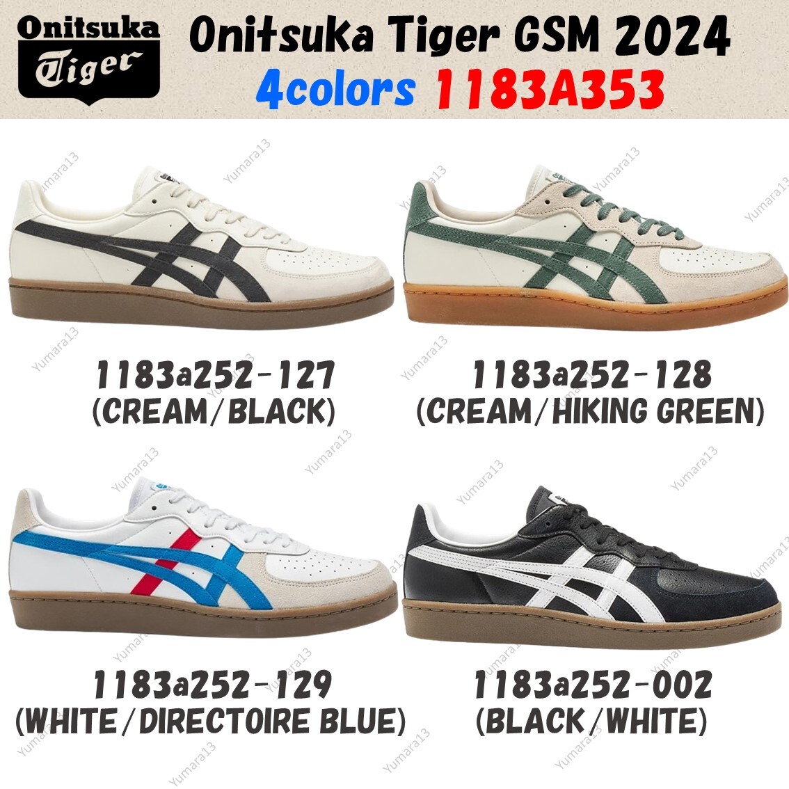 Onitsuka Tiger GSM 2024 3colors 1183A353-002,127,128,129 Unisex Size