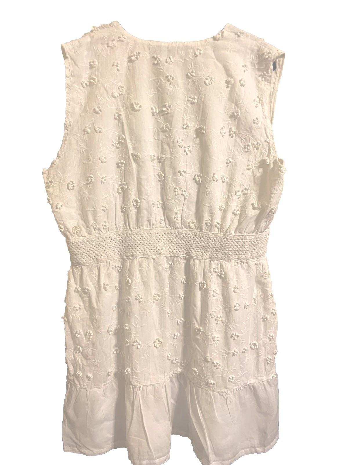 BOSTON PROPER White Crochet Fit and Flare Embroidered Dress XL Bohemian Beachy
