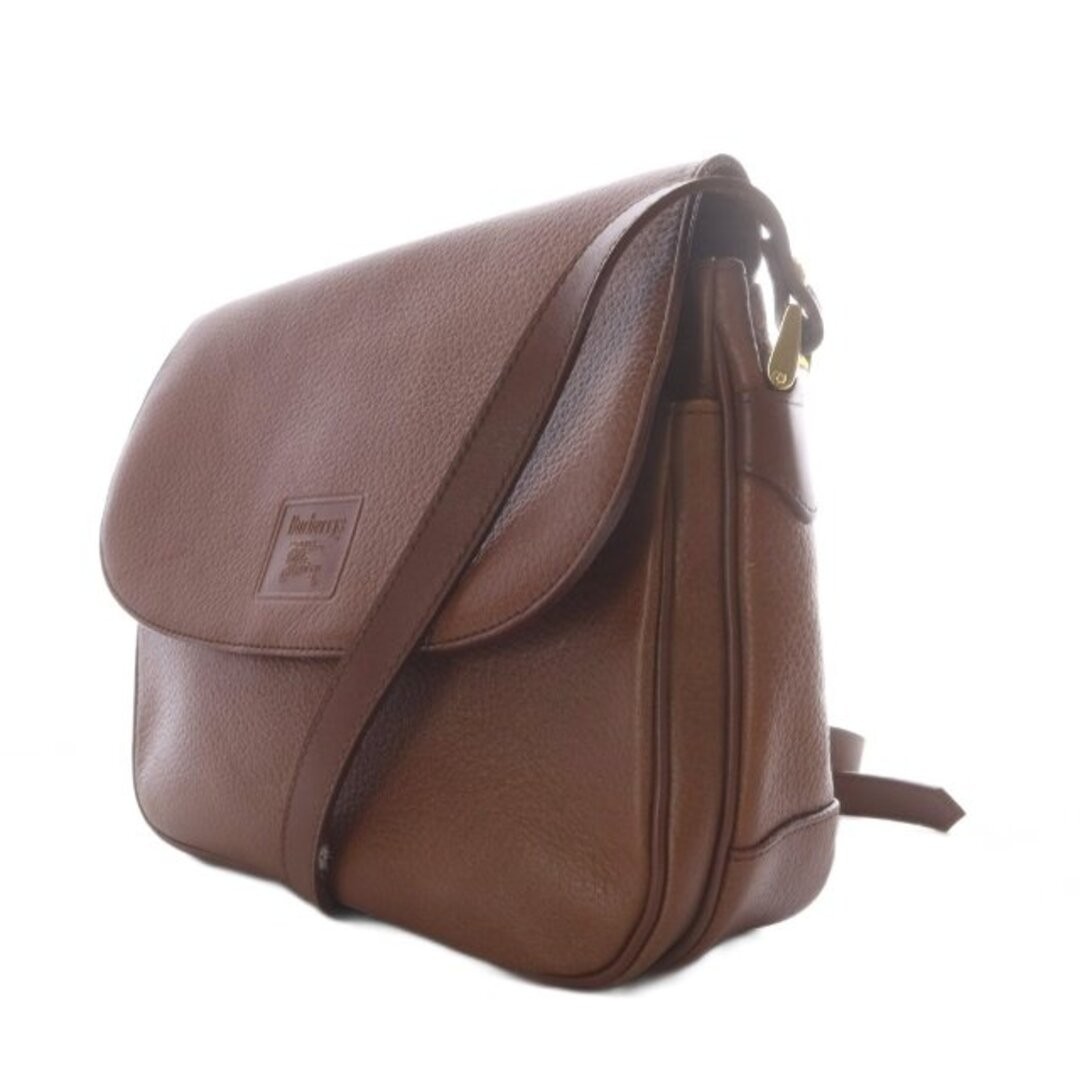 Burberrys Shoulder Bag One Shrink Leather Embossed Horsemark Brown YO33 Used 636