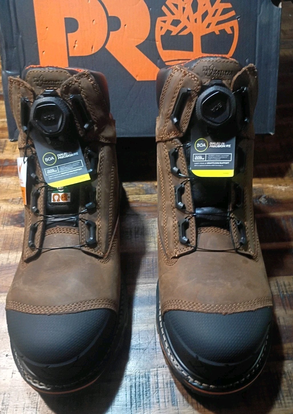 Mens Timberland Pro Boondock BOA Waterproof Composite Toe Brown Boot Sz 12 Wide