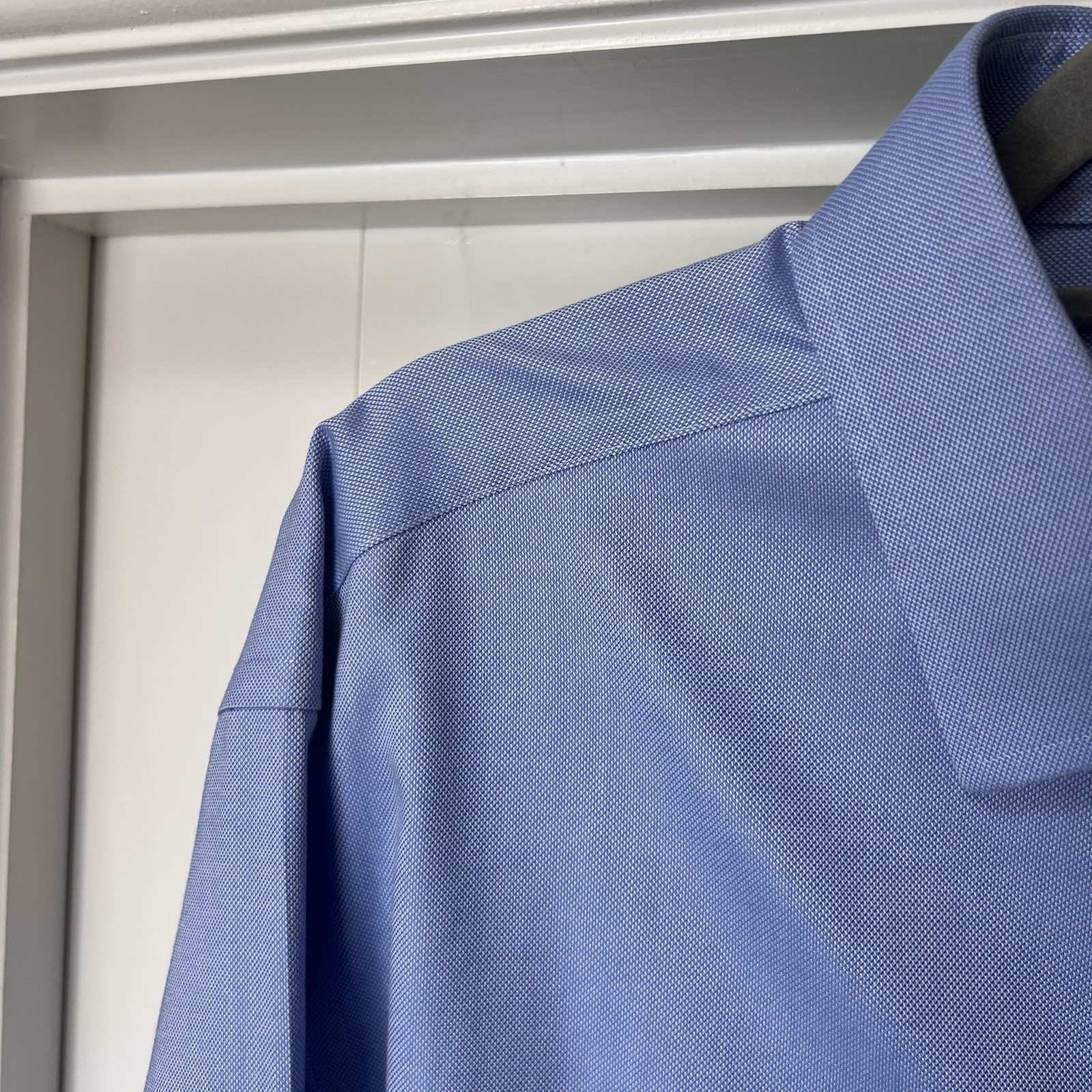 Charles Tyrwhitt Shirt Men’s Neck 17.5″ Blue Double Cuff Classic Fit Non Iron