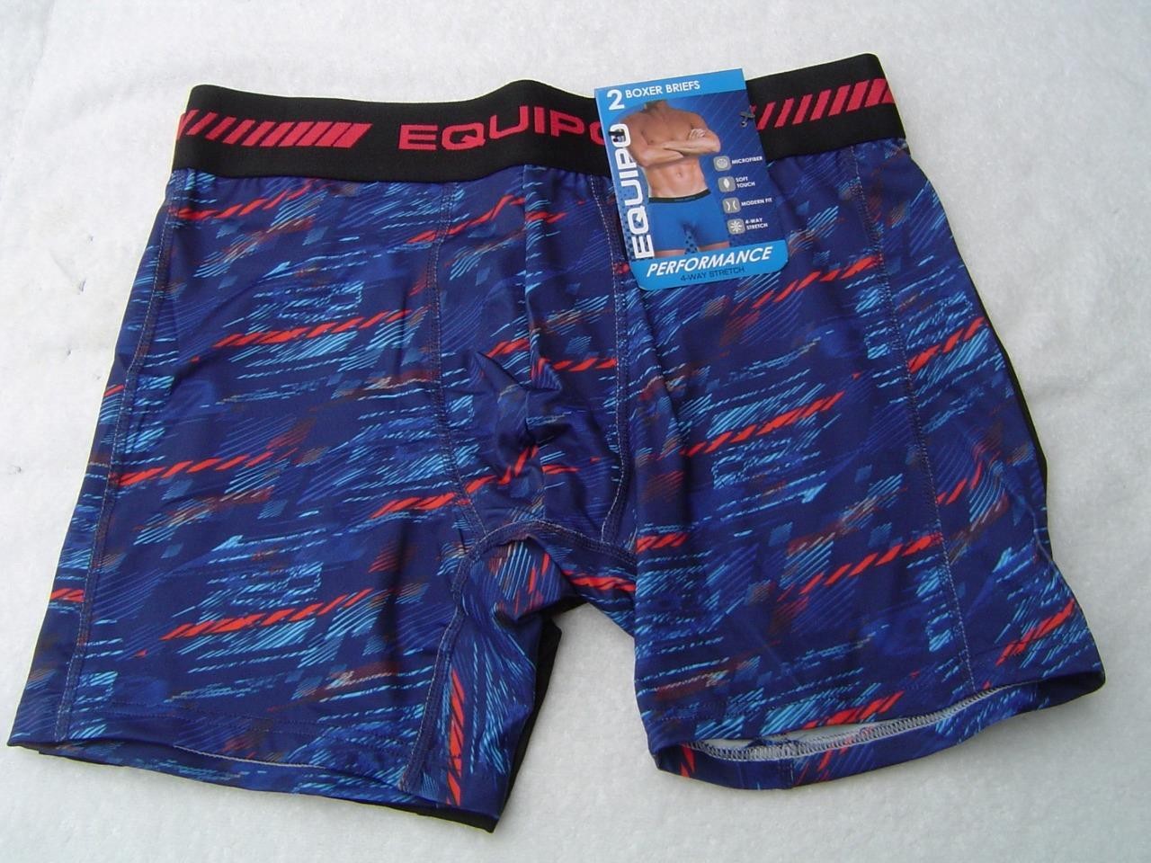 NEW MENS 2 PACK EQUIPO BOXER BRIEFS BLUE/MULTI AND BLACK SIZE MEDIUM 32-34