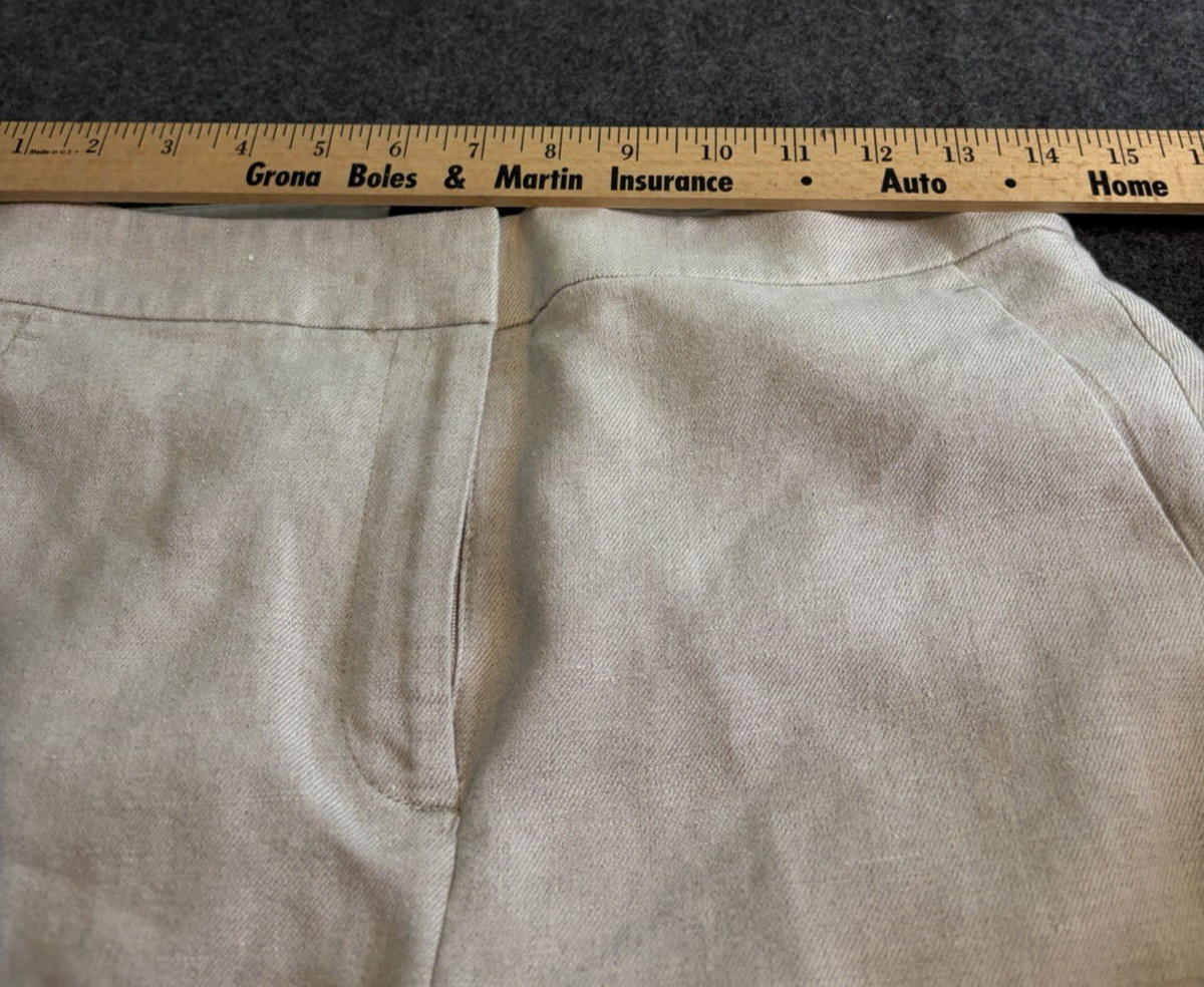 J.Crew Natural Beige Linen Blend Straight Leg Trousers Size 4T Coastal Preppy