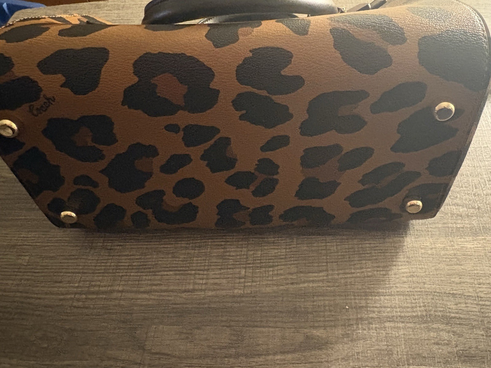 New COACH Signature Rowan Leopard Satchel Crossbody Bag Handbag CC758