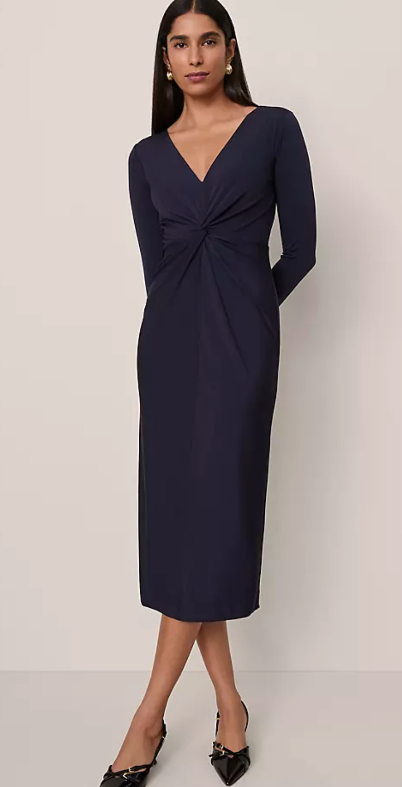 NWT ANN TAYLOR NIGHT SKY V-NECK KNIT DRESS SZ 18