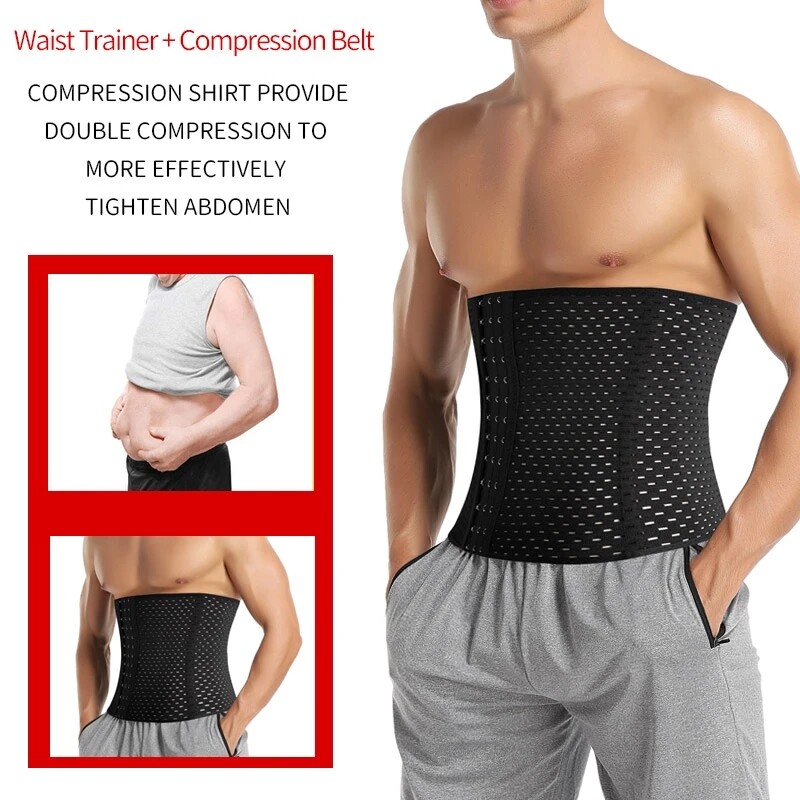 Men’s Waist Trainer Body Shaper Tummy Girdle Belt Belly Fat Burner Corsets S-3XL