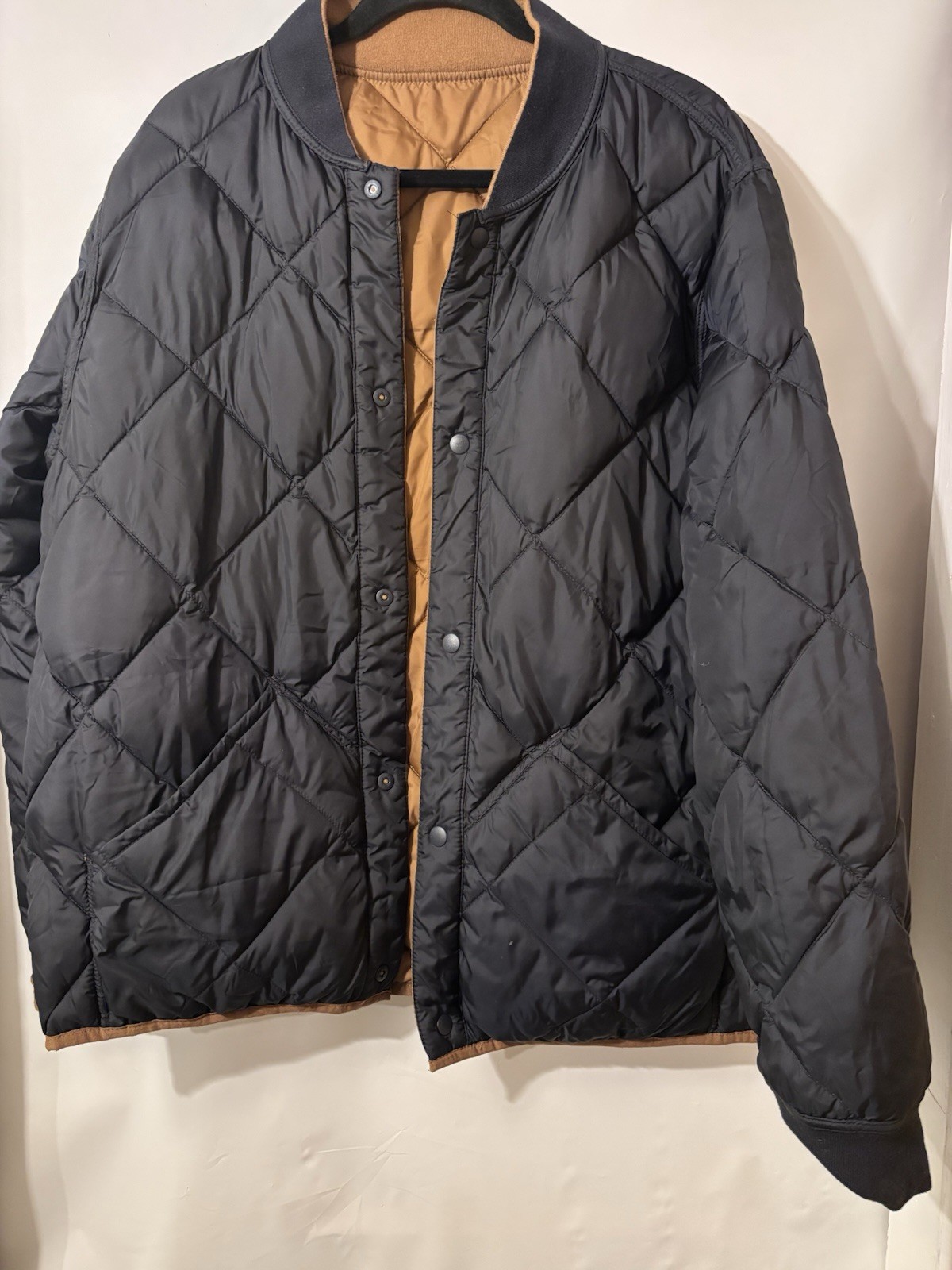 Calvin Klein Men’s Reversible Quilted Snap Front Jacket Black/Brown Size XL