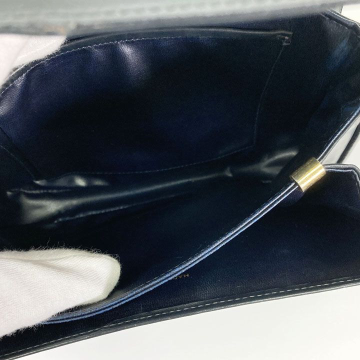 CELINE C Macadam Sulky Shoulder Bag Navy Canvas Leather Vintage Italy Authentic