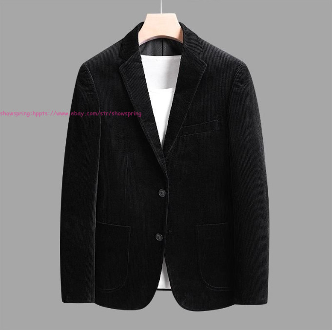 Men Vintage Casual Work Wear Corduroy Suit Fall Winter Blazer Jacket Sport Coats