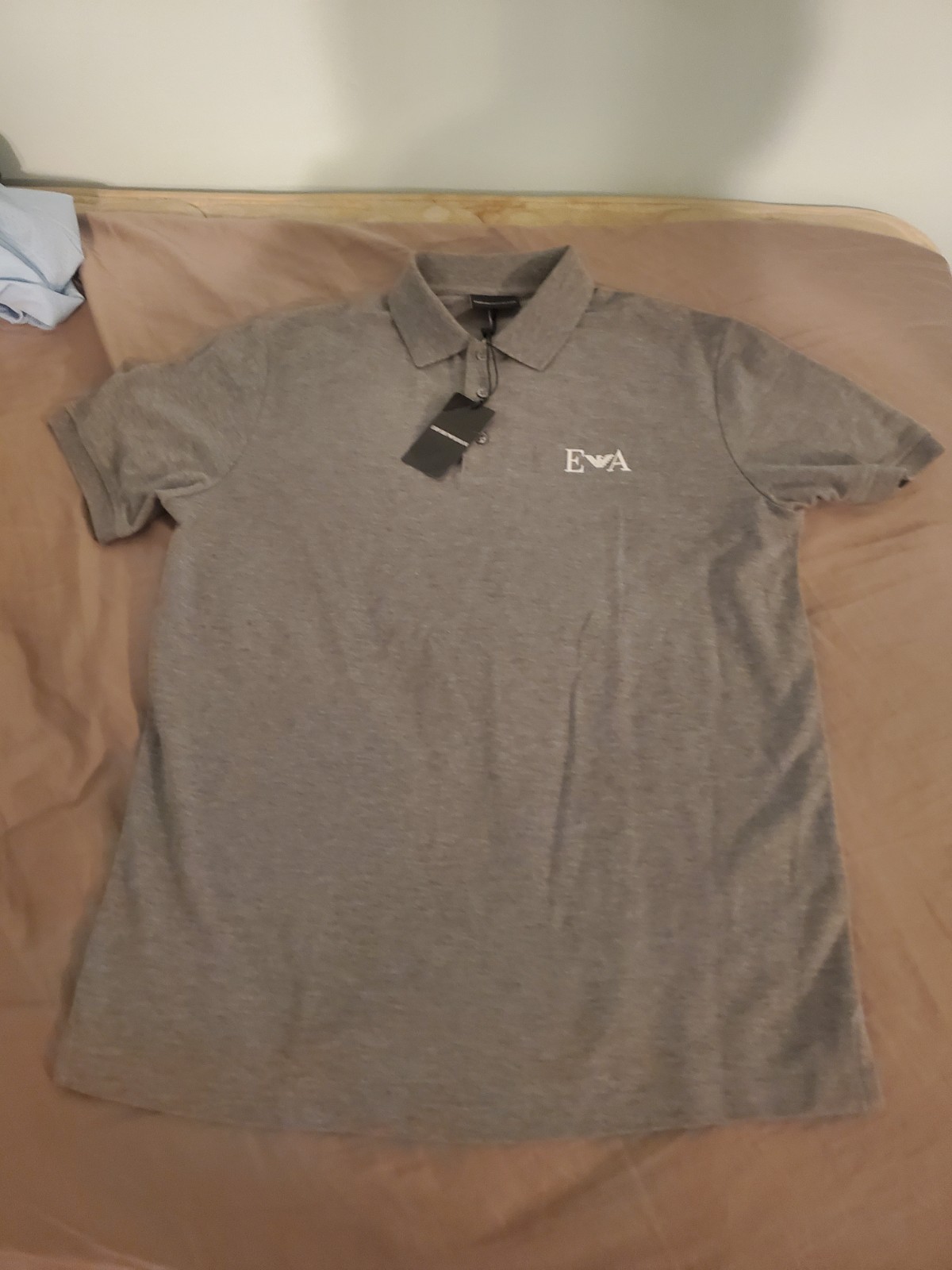 Emporio Armani Mens Medium Gray Short Sleeve Polo