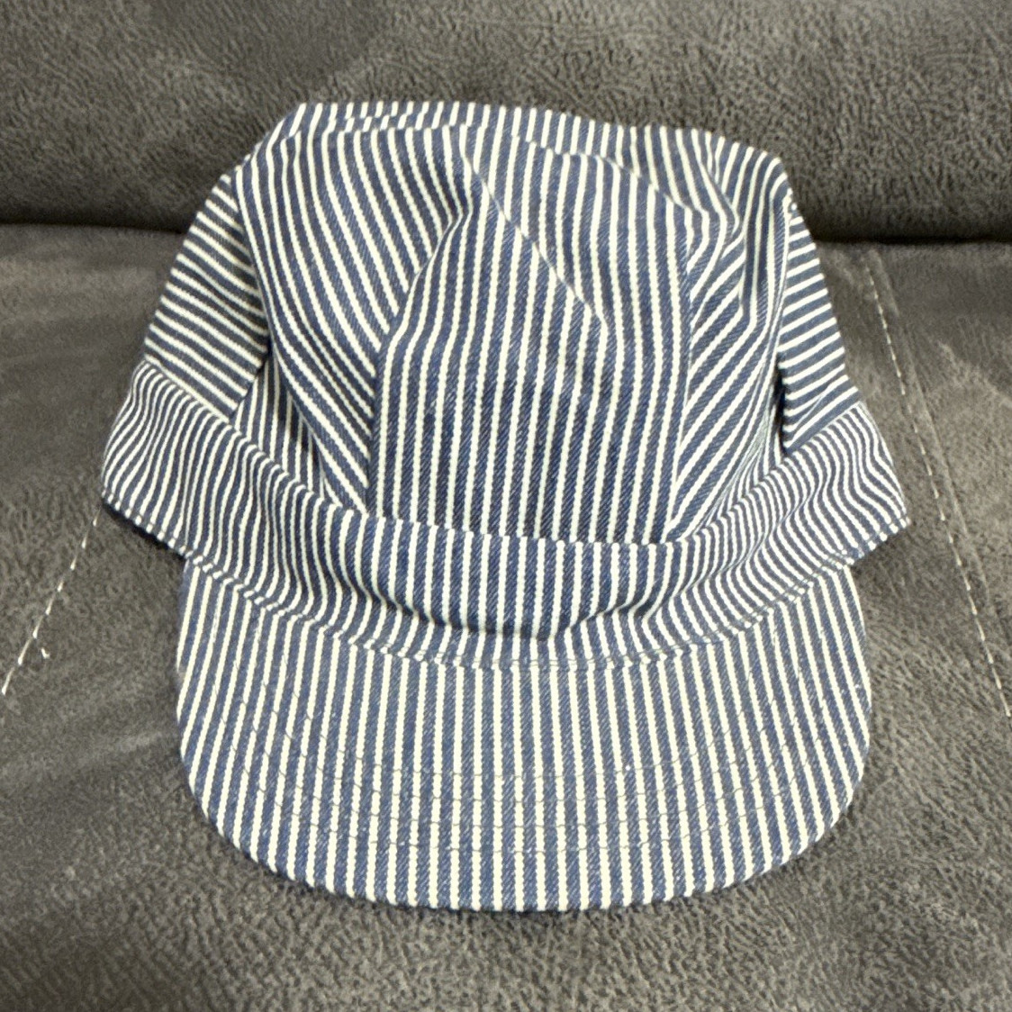 Men’s Blue & White Striped Adjustable train conductor Hat One Size