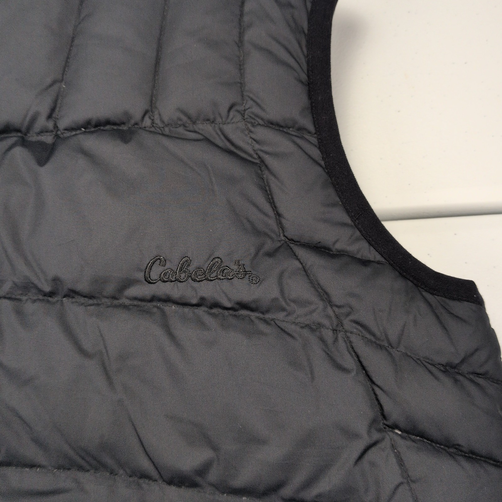Cabelas Premier Northern Goose Down Black Puffer Zip Vest Jacket 650 Mens MReg