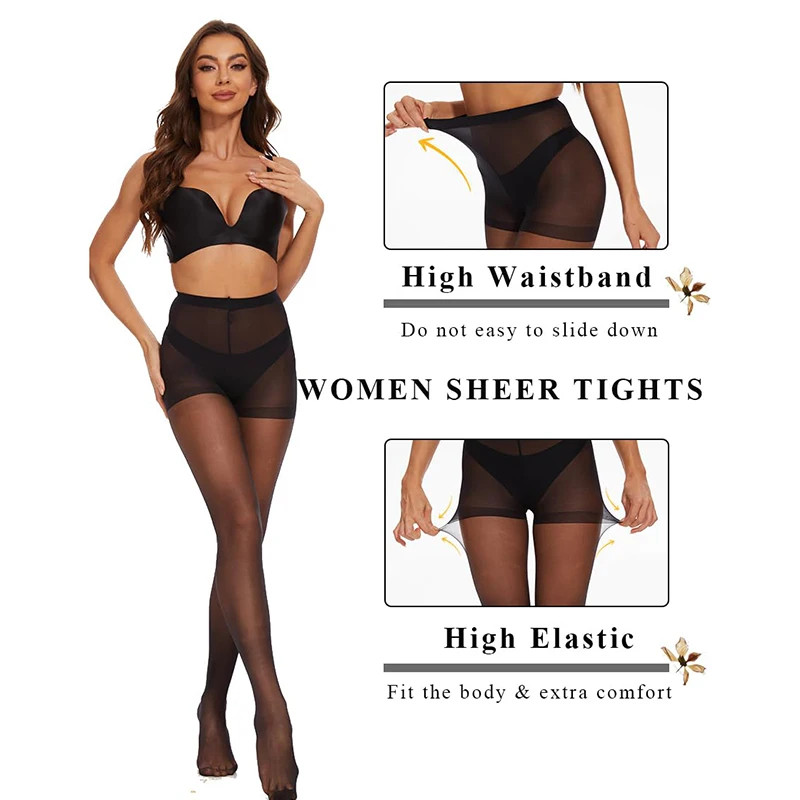 6 Pairs 20D Sheer Tights Ultra Thin High Waist Pantyhose Thigh High Stocking New