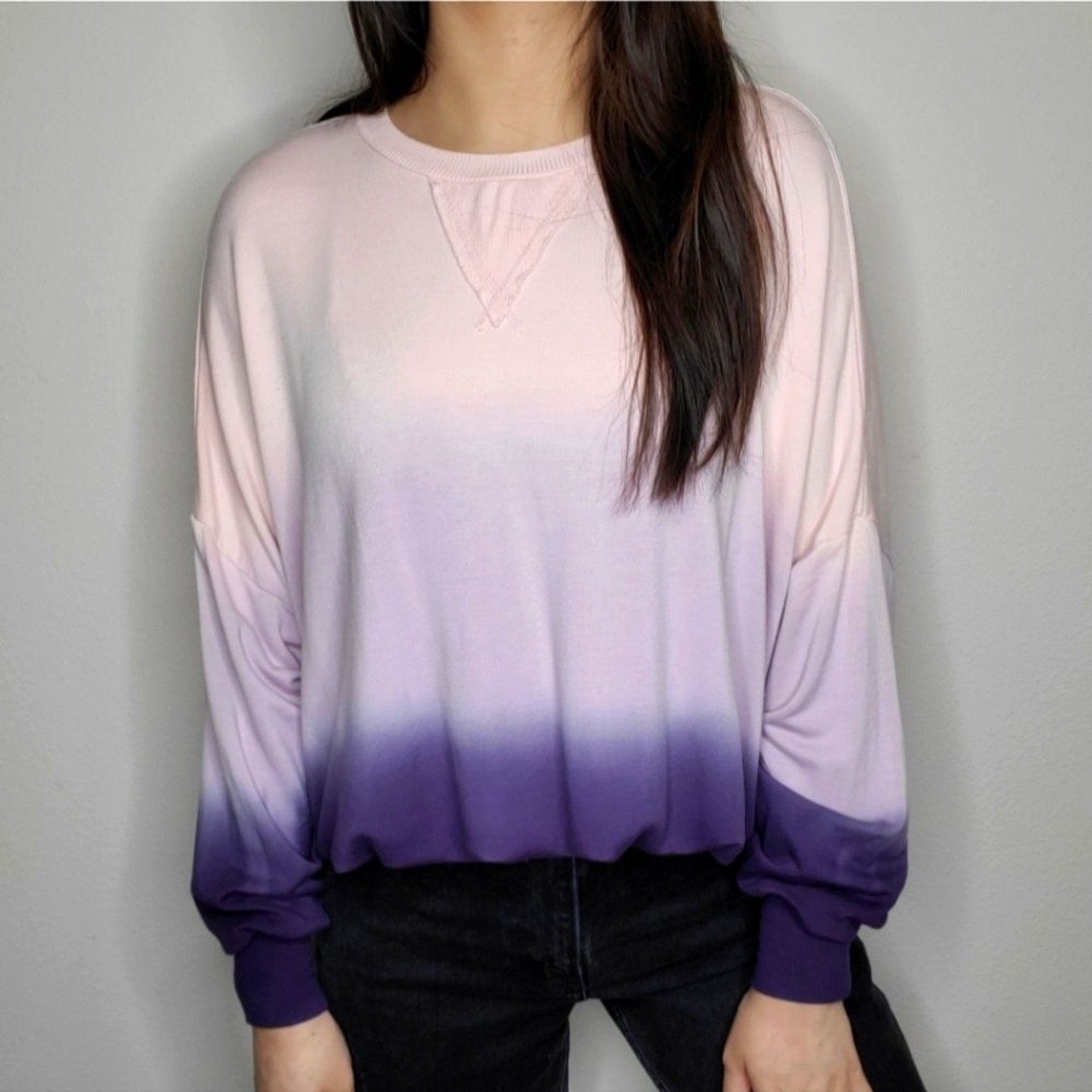 Young Fabulous & Broke Juliette Pink Ombre Dolman Pullover Crewneck Sweatshirt