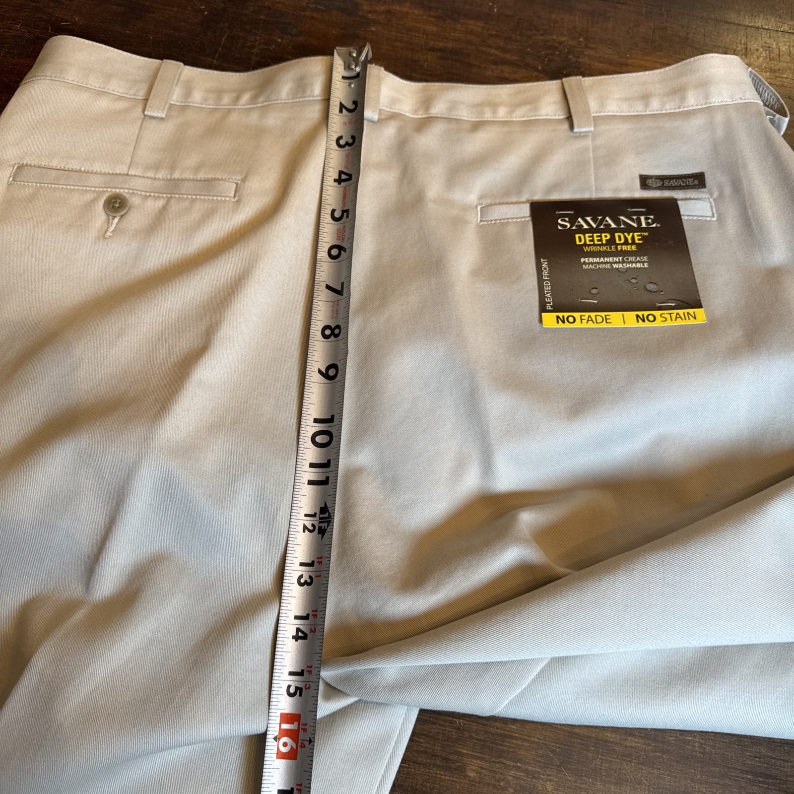 Savane Deep Dye Wrinkle Free Pant Mens 38×32 Khakis Pleated Straight NWT