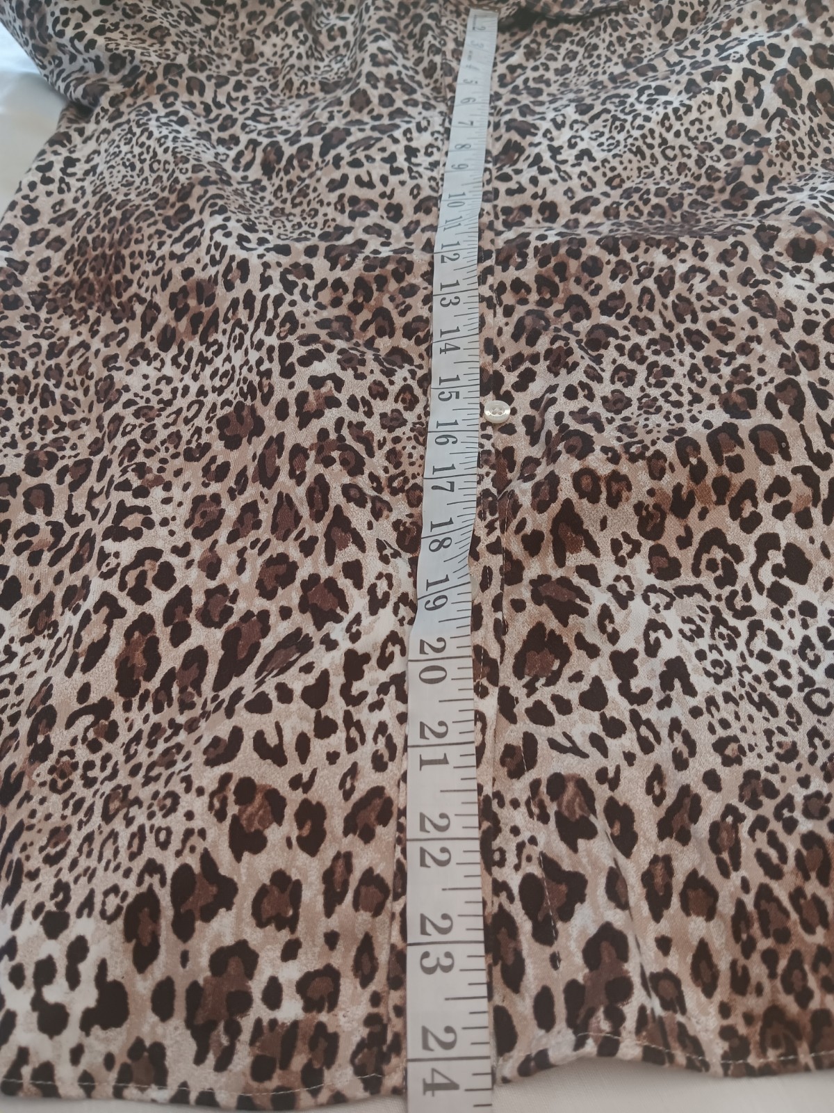 Chaps Non-Iron Brown Leopard Print Collared Long Sleeve Woven Cotton L/G