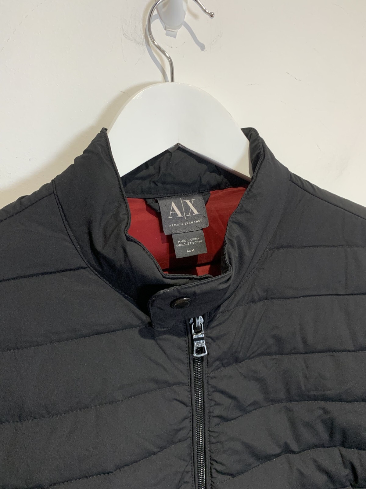 Armani Exchange Puffer Jacket Size M black Full Zip Lined Men’s Sleeve Zip