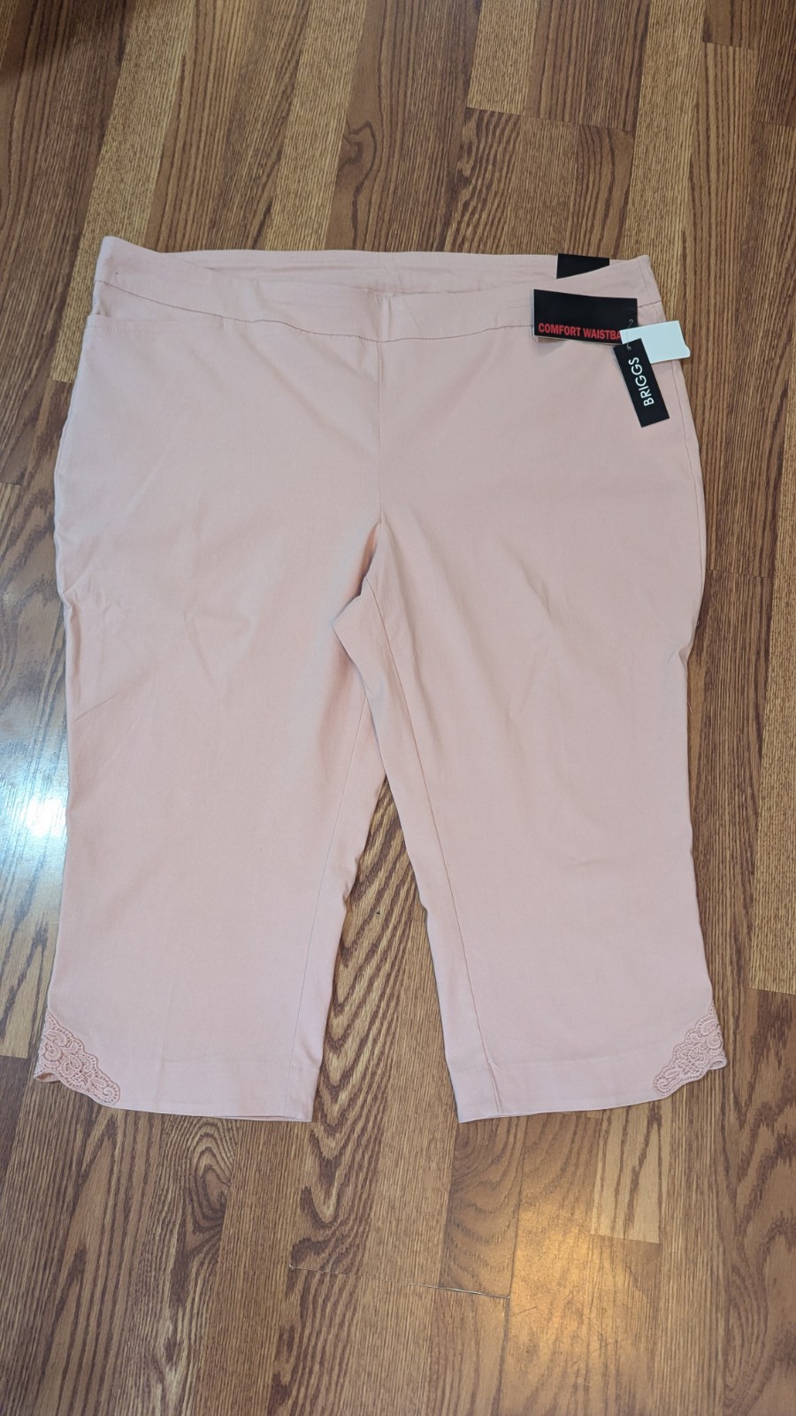 New Briggs Plus Crop Pants Hidden Comfort Waist Tea Rose Rayon Nylon Span 24W