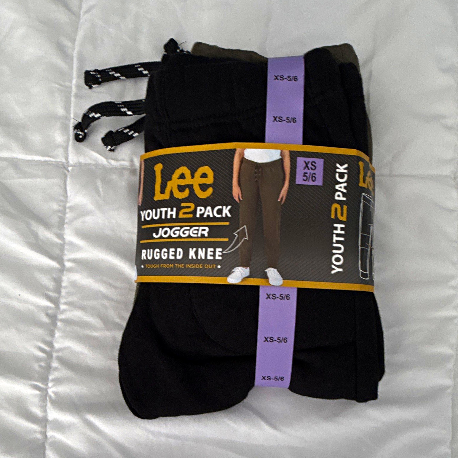 Lee Boys 2-Pack Jogger Pants Rugged Knee XS 5/6 Black & Olive