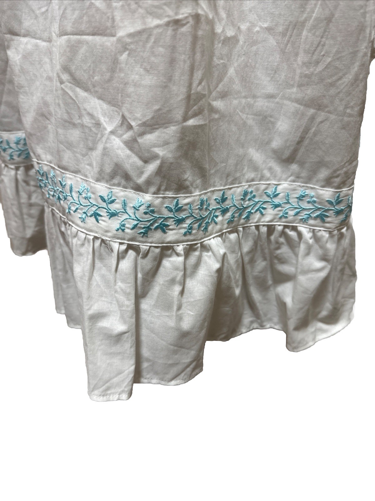 Eileen west nightgown Large 100% Cotton lawn Aqua Blue Embroidery Gorgeous.