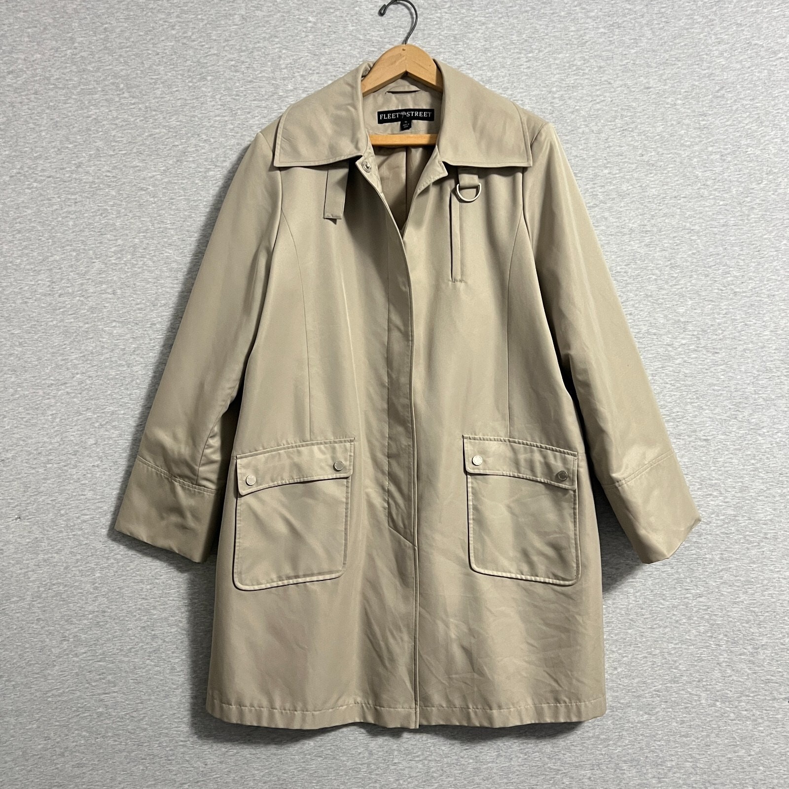 Fleet Street Womens Trench Coat Extra Large Beige Khaki Lightweight Rain Relaxed