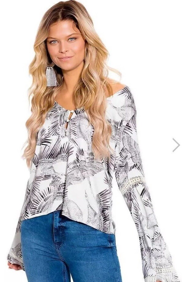 NWT Somedays Lovin’ Taking Flight Blouse Top Small Bell Sleeve Bird Fairy Hippie
