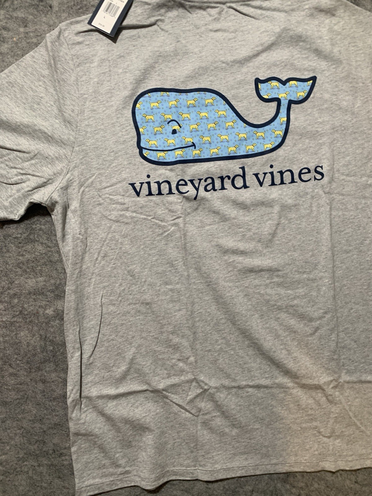 Vineyard Vines Men’s Golden Retriever Dog Whale Gray T-Shirt Size Large NEW NIP