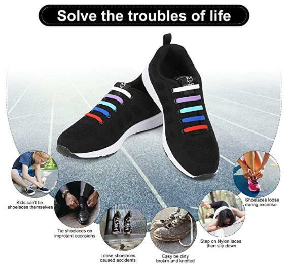 16-Pcs Elastic Silicone Shoe Laces Lazy No Tie Shoelaces For Men Women Child USA