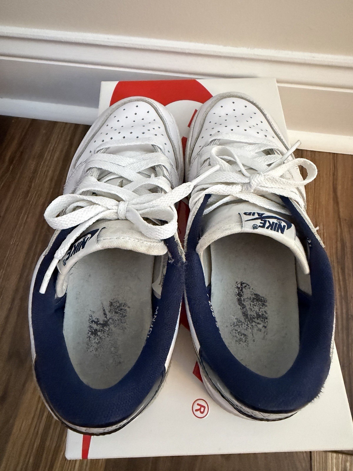 NIKE AIR JORDAN 1 LOW 85 OG METALLIC BLUE WHITE/NAVY SIZE MEN’S 8 Used With Box