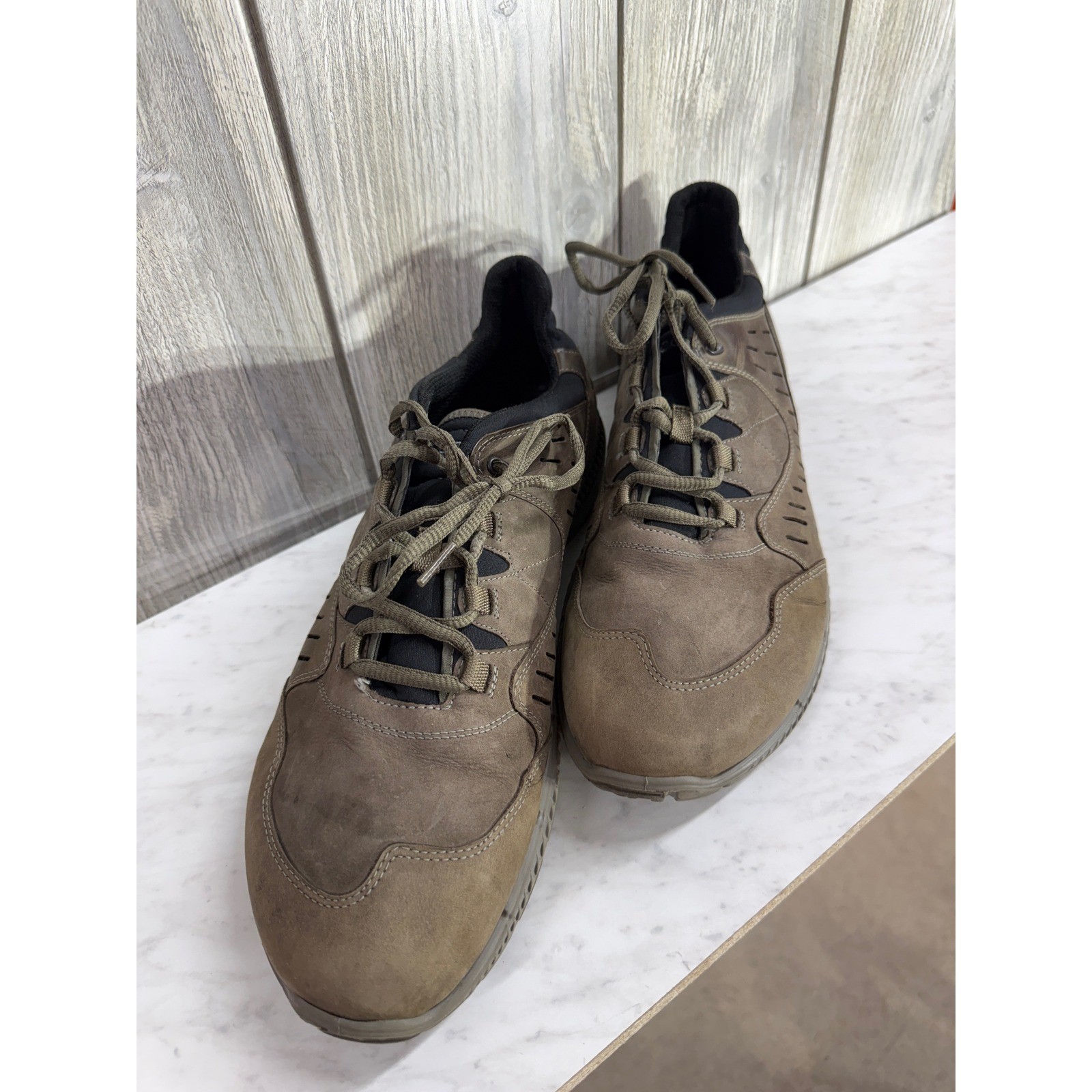 ECCO Mens Biom Omni-Quest Brown Leather Hiking Walking Shoes Size 47 US 13