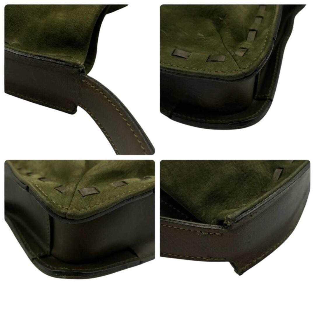 Coach Suede Leather Shoulder Bag Olive Green Vintage Y2K Nubuck Auth