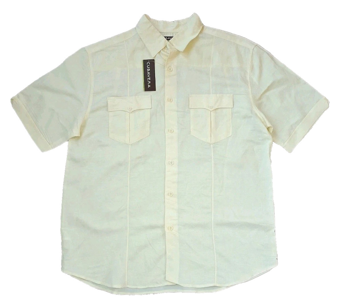 Cubavera Mens XL Shirt Guayabera Cuban Casual Button Up Short Sleeve Yellow