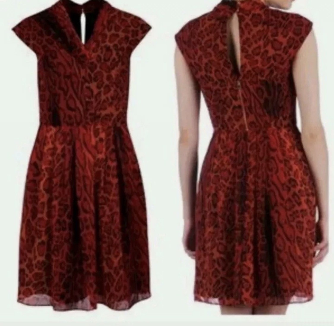 Ted Baker Tyran Red leopard print party dress size 3 12 rrp £159