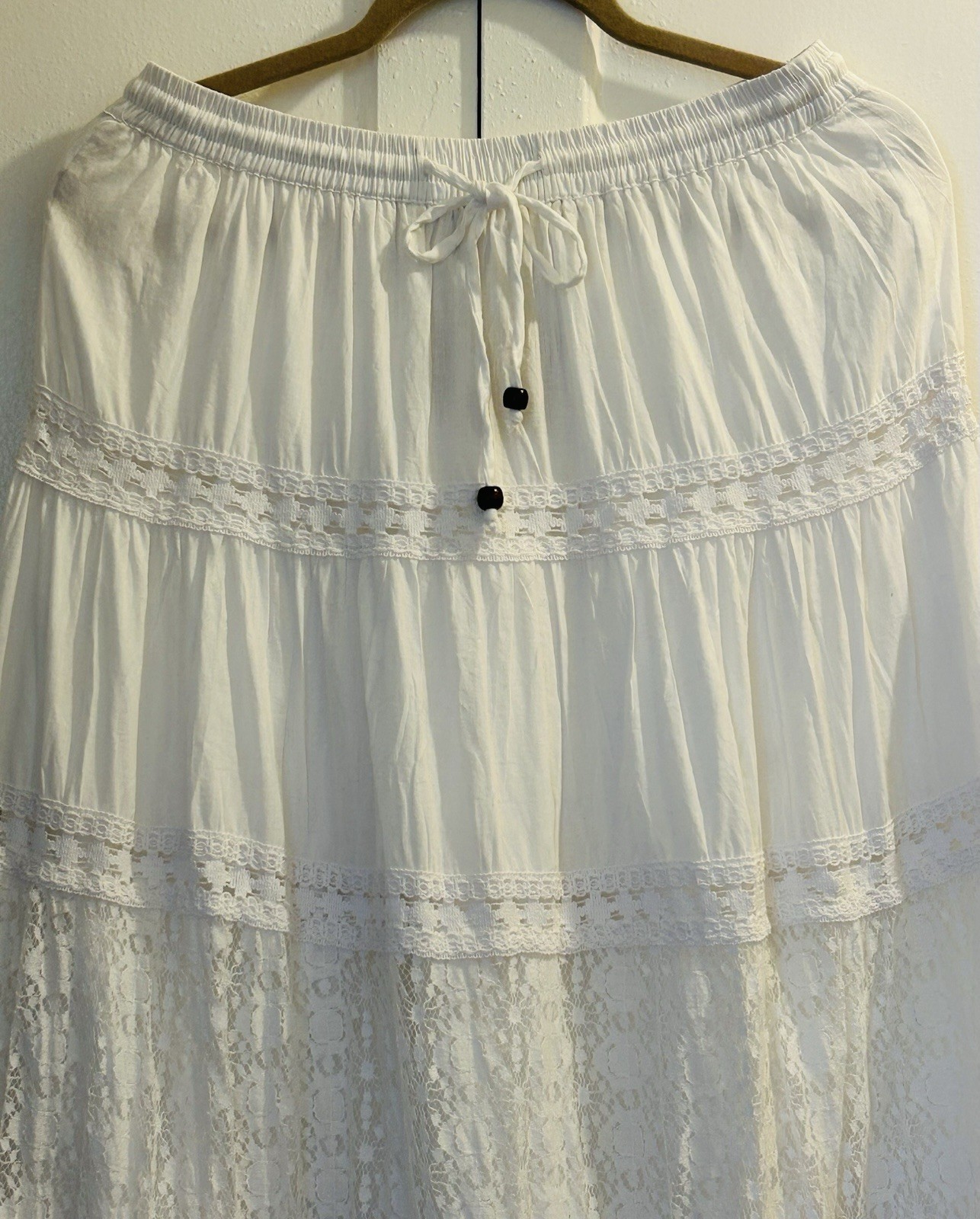 Small/Medium/ Large New White Cotton Eyelet Lace Tiered Aline Skirt Lined
