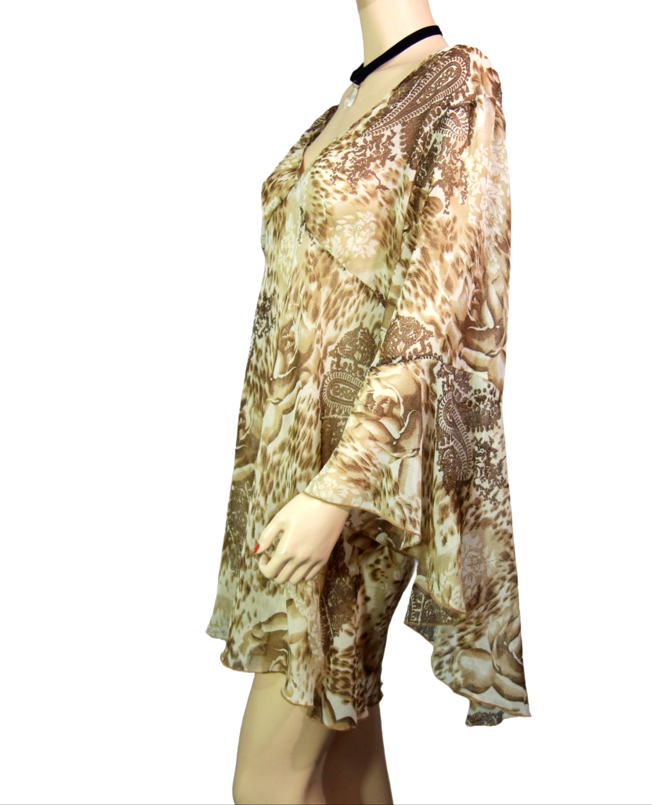 NANCY-K~Plus Size 3X Chiffon Y2K Super Boho Tunic Huge Dripping Batwing Sleeves