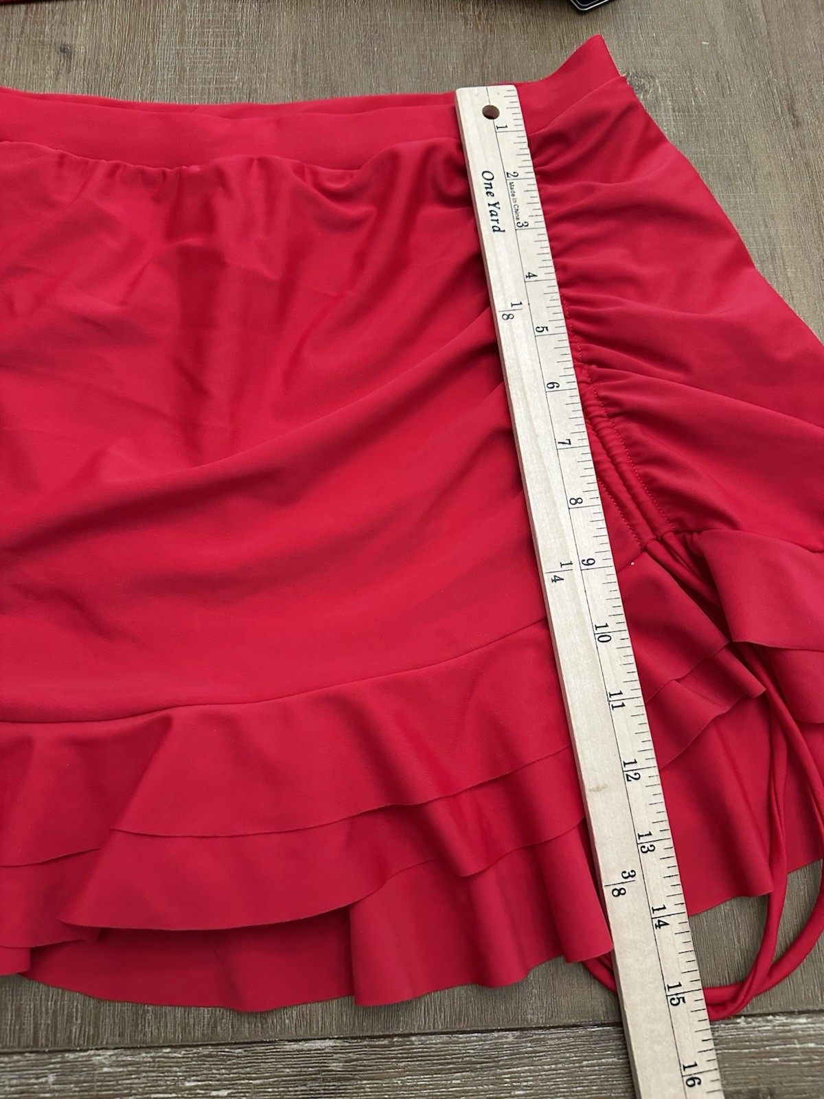 Blooming Jelly 2 Piece Red Swimsuit Top & Side Tie Ruched Skort Skirt Size Large