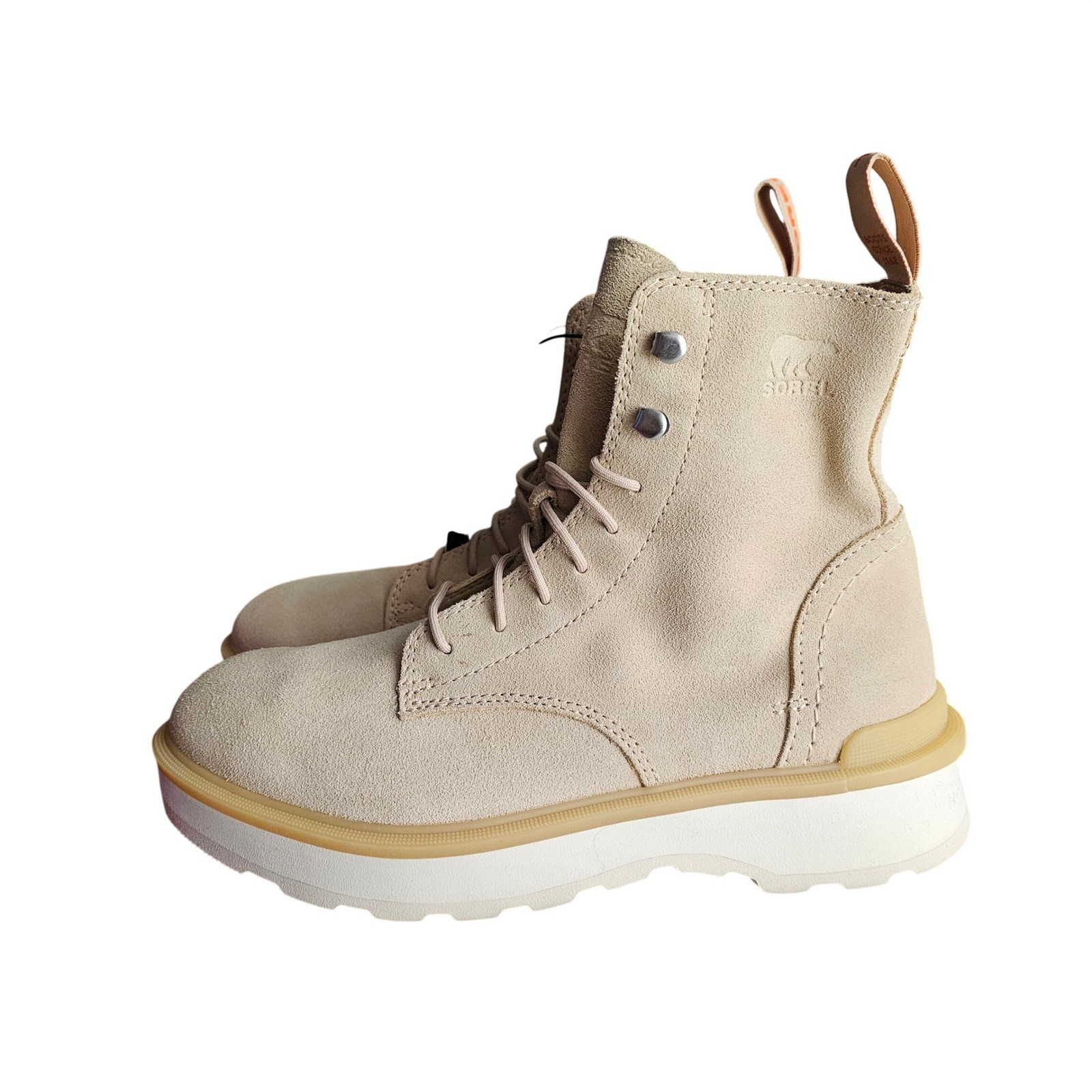 SOREL Hi-Line Lace-up Mid-Shaft Lug-Sole Booties – US Size 7.5 Ceramic – #884